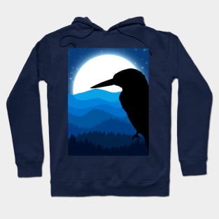 BLACK CROW BLUE SILENCE NIGHT SKY MOON LAPLAND Hoodie